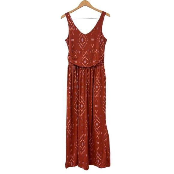 Synergy Organic Clothing Ikat Maxine Maxi Dress Size Large Pockets Stretchy - Picture 1 of 13